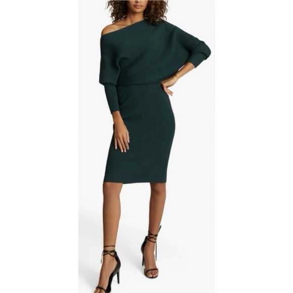 Sold ***Reiss Lara off the shoulder midi dress large green - Picture 5 of 6